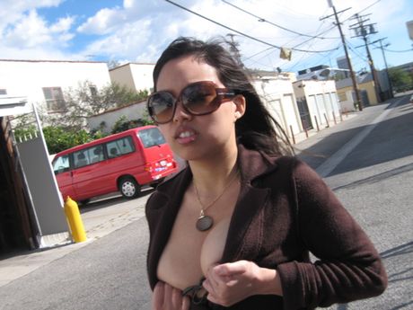 Thai girlfriend loves lifting up skirt to show her pussy