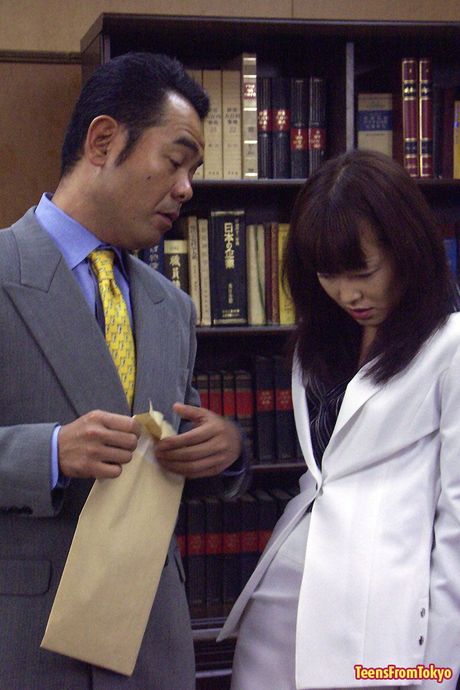 Japanese teenie girl gets punished by her own horny boss