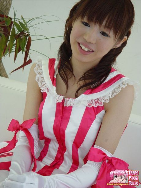 Horny Japanese teen with tight hairy pussy sucking on cum