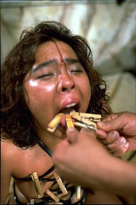 Japanese amateur chick in a cage gets her pussy licked and her tits fucked