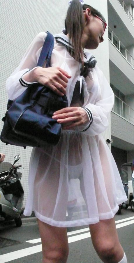 Horny student love tease men wearing transparent  outfit in public