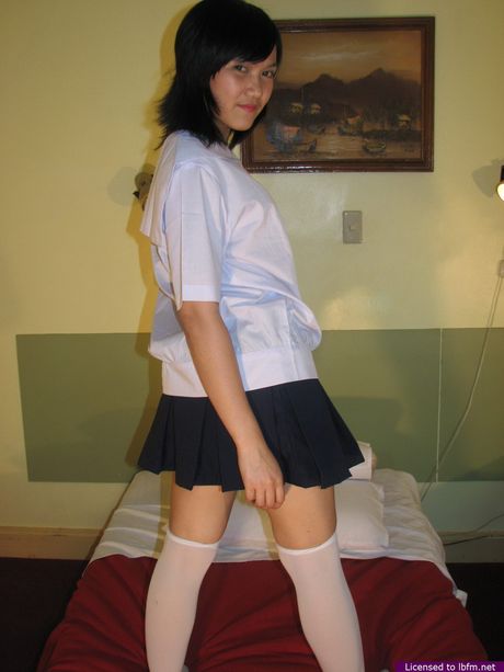 Cute Ruchi strips from her school uniform to unveil her tight private love holes
