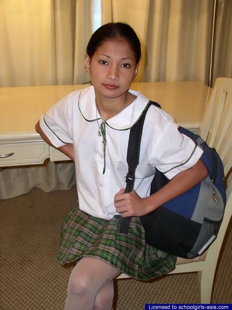 Cute teenage student stripping to play with her finger hut