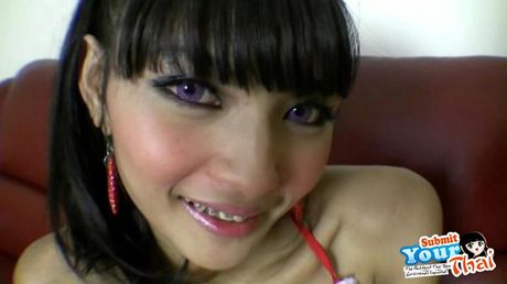 Really hot Asian girl named Meaw takes dick and gets a big creampie