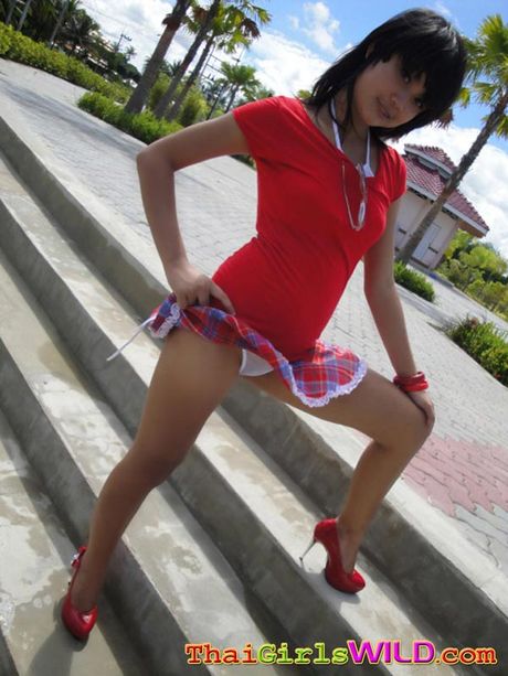 Febe is a sexy dirty devil schoolgirl showing her pussy in public