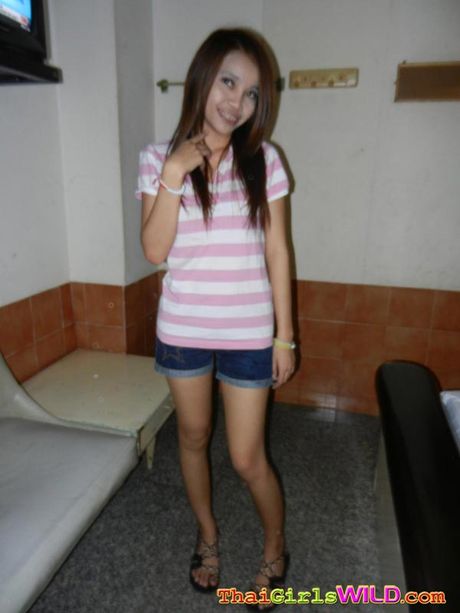 Super thin thai girl fucks and gets a creampied pussy