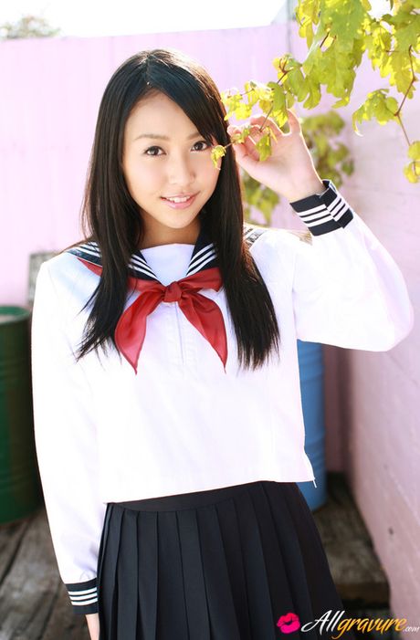 Miyu Watanabe Asian in school uniform loves rubbing cunt of ball