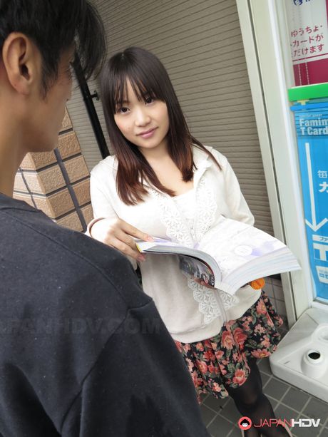 Busty Mikoto Mochida sucks a strangers cock outdoors