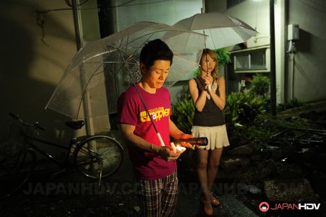 Hot Hinata Aizawa is so scared that she sucks a cock