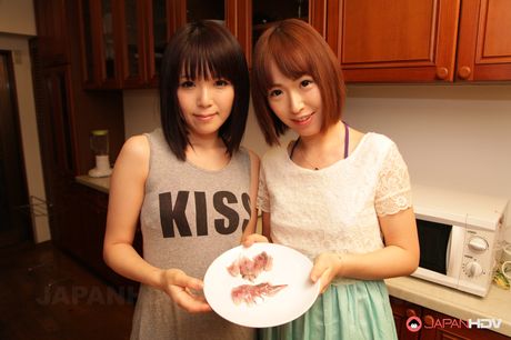 Nonoka Kaede and Sena Sakura are fucked in foursome after cooking