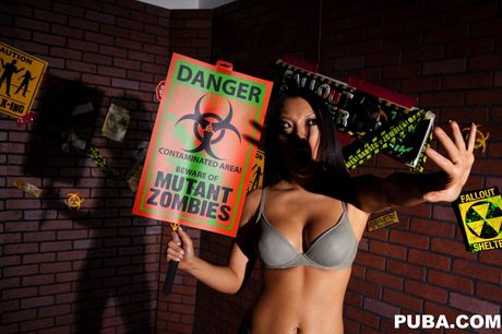 Asian MILF Asa Akira exhibits her amazing boobs & her big butt in a costume