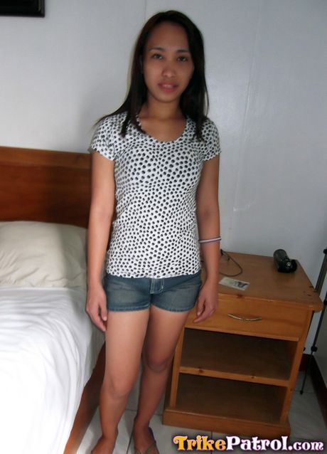 Asian teen Caren strips and shows her perfect booty and tits before riding a dick