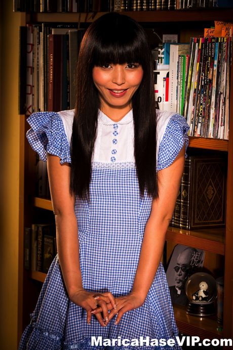 Marica Hase : Japanese pornstar Marica looks innocent at the library