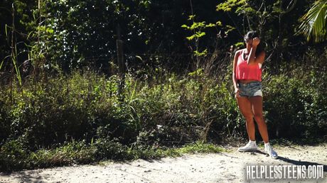 Asian teen Mena Mason gets her pussy licked and her ass fucked outdoors