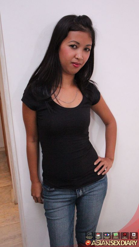 Asian teen Angel strips and shows her tiny tits and pink pussy in the shower