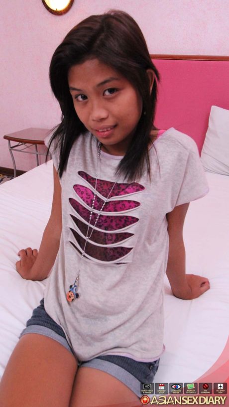 Asian teen Jonalyn strips and shows her tiny tits and ass before sex