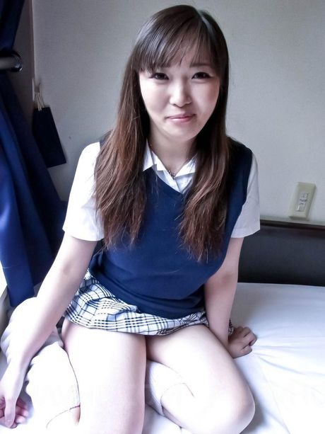 Haruka Ohsawa Asian takes big hooters out of school uniform shirt