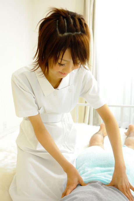 Miriya Hazuki Asian nurse sucks and licks patient hard phallus