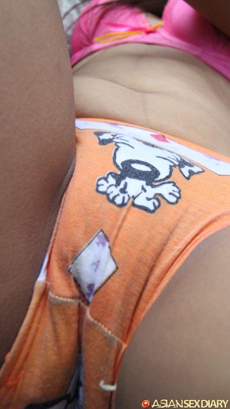 Asian teen Honeybabes strips and shows her hot ass and hairy cunt