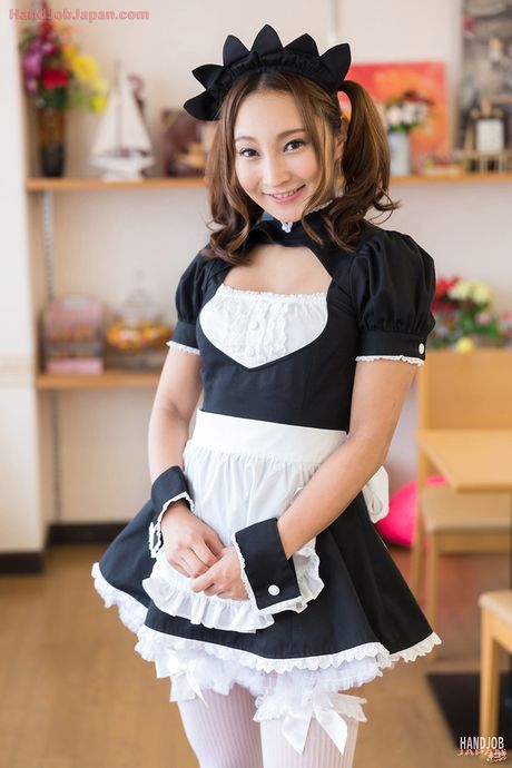 Cute maid Uika Hoshikawas handjob