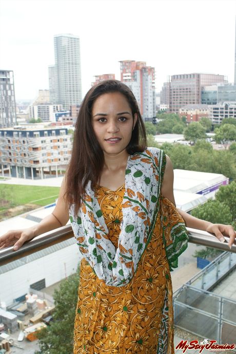 Fantastic Indian teen Jasmine Mathur strips and bares her perfect tits and ass