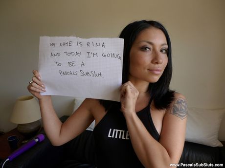 Asian teen Rina Ellis strips and shows her tiny tits and shaved pussy