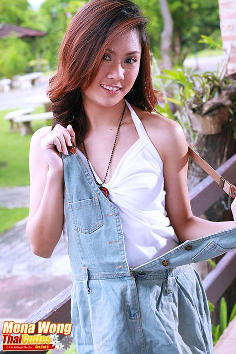 Amazing Asian babe Mena Wong strips and shows her tiny tits and ass