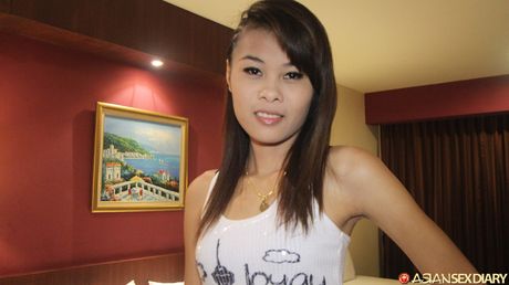 Skinny Asian teen Julie gets her pierced pussy licked and dicked by a stud