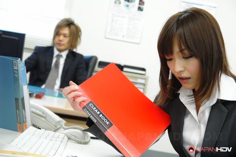 Great looking office lady Yukina Aoyama teasing her fantastic cunt