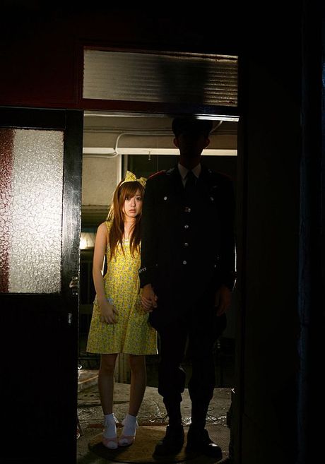 Skinny Japanese schoolgirl Miyu Hoshino strips and shows her tiny tits