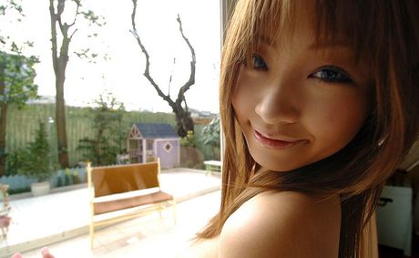 Perfect Asian schoolgirl Reon Kosaka strips and shows her tiny tits and ass