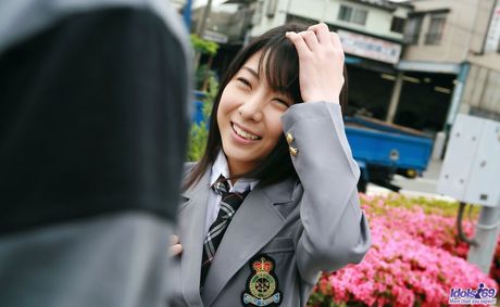 Rin Hayakawa - Naughty Asian schoolgirl shows a peek of ass