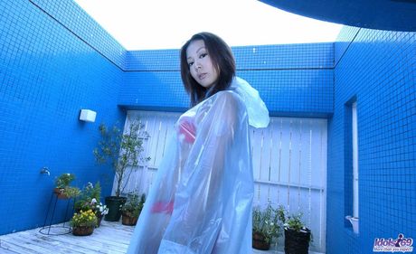 Asian teen Honoka strips and shows her tiny tits and ass in a solo