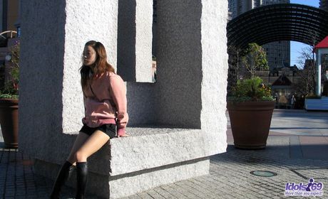 Asian babe Ayaka shows her perfect ass and tits in a solo