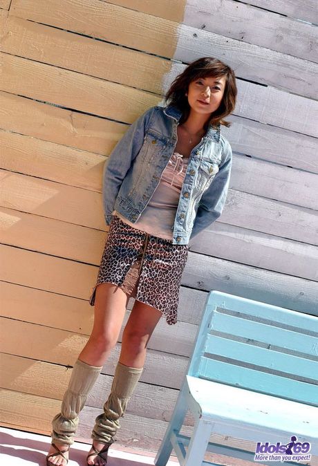 Super hot Japanese Nao strips and shows her tiny tits and ass in a solo