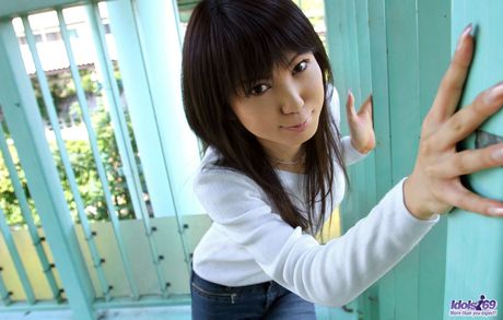 Naughty Japanese slut takes it all off showing excellent ass and fine young tits