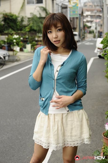 Hot Juri Kitahara in blue sweater and lace skirt is a perfect model.
