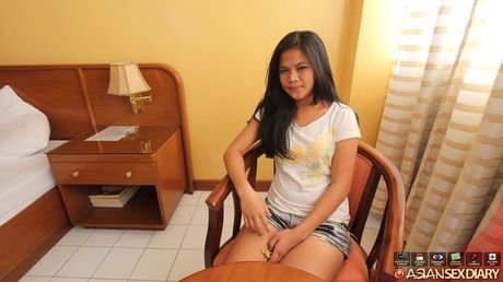 The Asian teen Cassandra gets her hairy pussy filled by a horny guy