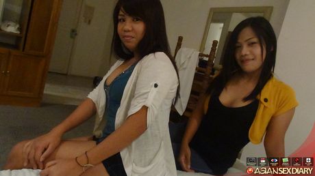 Asian amateur girls Angela and Arlene get fucked in hotel