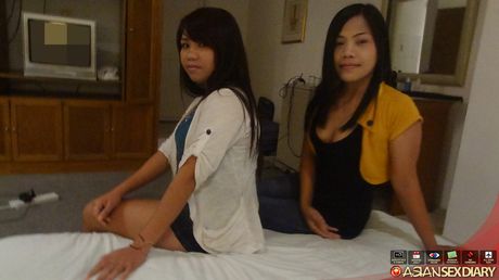 Amateur girls Angela and Arlene have a threesome with a hung stud