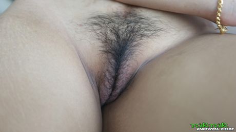 Asian teen Mint gets her hairy pussy drilled by a guy