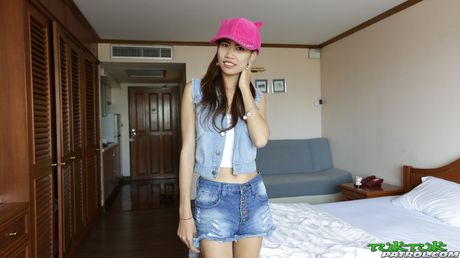 Skinny Asian teen Nam gets her hairy pussy licked and dicked by a white guy