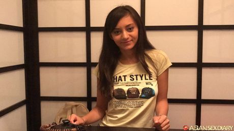 Asian teen Jennifer strips and gets her pussy licked and dicked in the kitchen