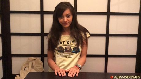 The Asian teen Jennifer strips and gets her pussy licked and dicked by a guy