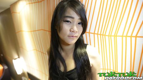 Skinny Asian teen Bee gets her hairy pussy licked and screwed by a bald guy