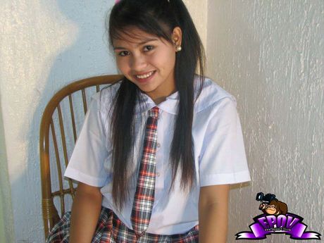 Asian schoolgirl with tiny tits strips and rides a dick in a POV blowjob