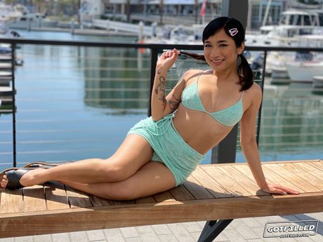 The Asian teen Avery Black is a skinny little thing with a tiny body and