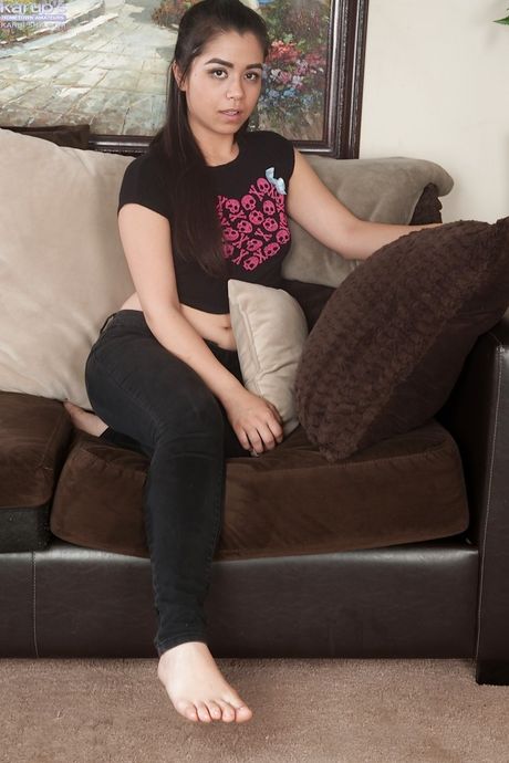 Gracile asian youthful Drea Diamond in sexy panties unveiling small tits and jerking off