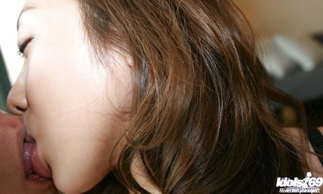 Very attractive japanese Haruki rammed in her hairy pussy after hot cock suck in the bathroom