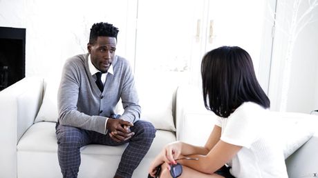 Sylphlike asian youthful Kendra Spade drilled by black rod after good blowjob